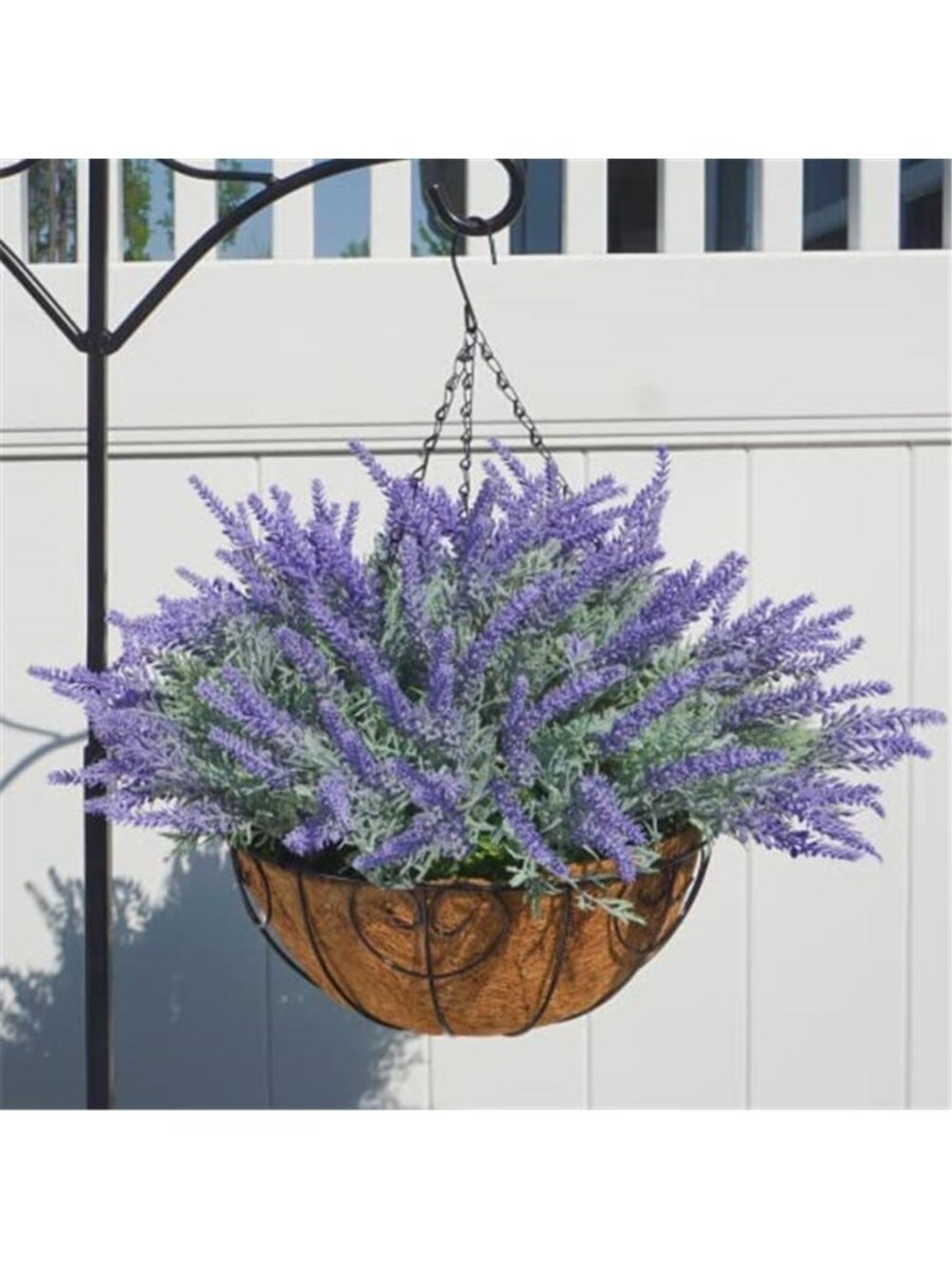 Artificial Lavender Hanging Basket Faux Flowers Porch Patio Spring Decor Planter